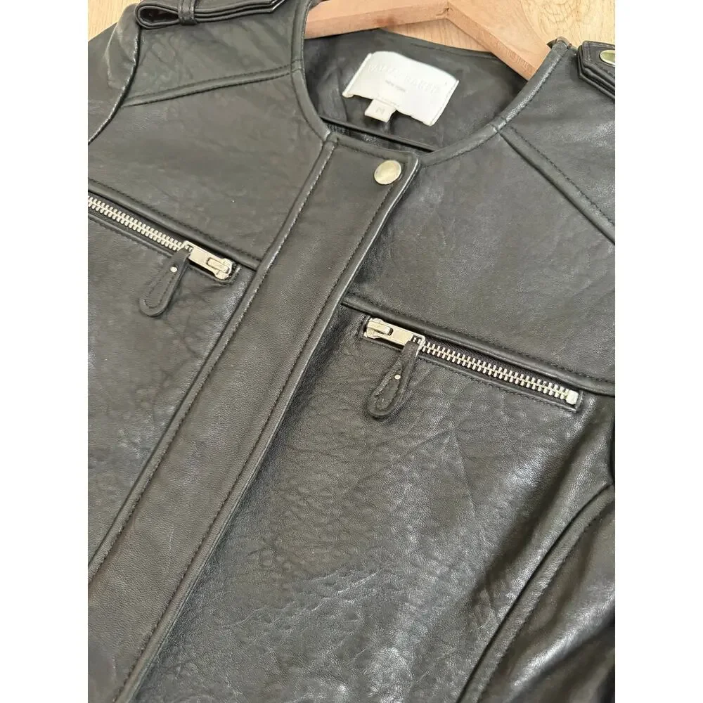 Walter Baker New York Black Leather Moto Jacket, Medium - Picture 9 of 10